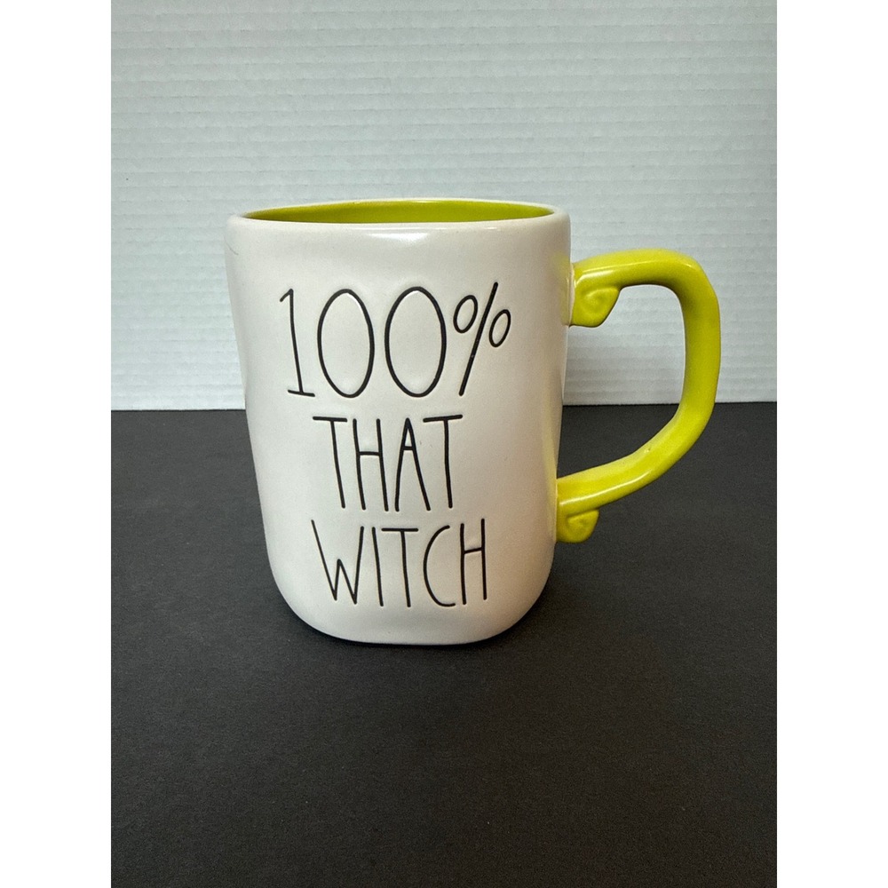 Rae Dunn 100% That Witch Mug Lime Green Interior Artisan Collection by Magenta